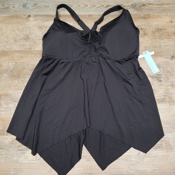 Birdsong Plus Size 20W Black Eco Onyx Sharkbite Underwire Tankini Swim Top Plus - Picture 6 of 13